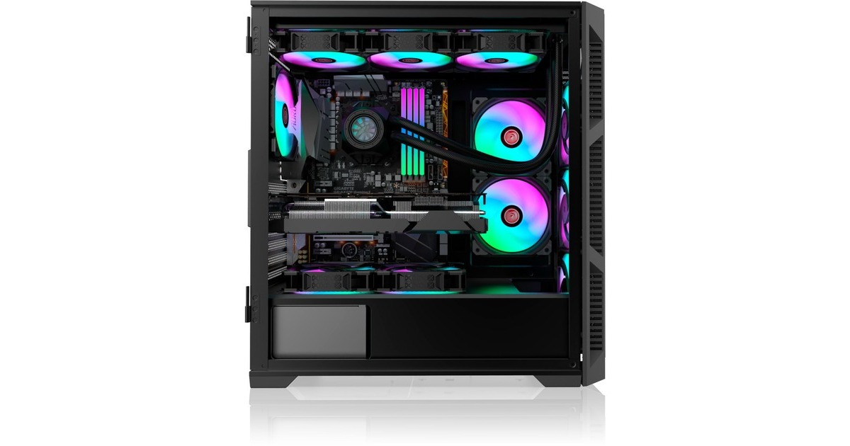 RAIJINTEK PONOS ULTRA MS4, Tower-Gehäuse(schwarz, Seitenteil aus Tempered Glass)