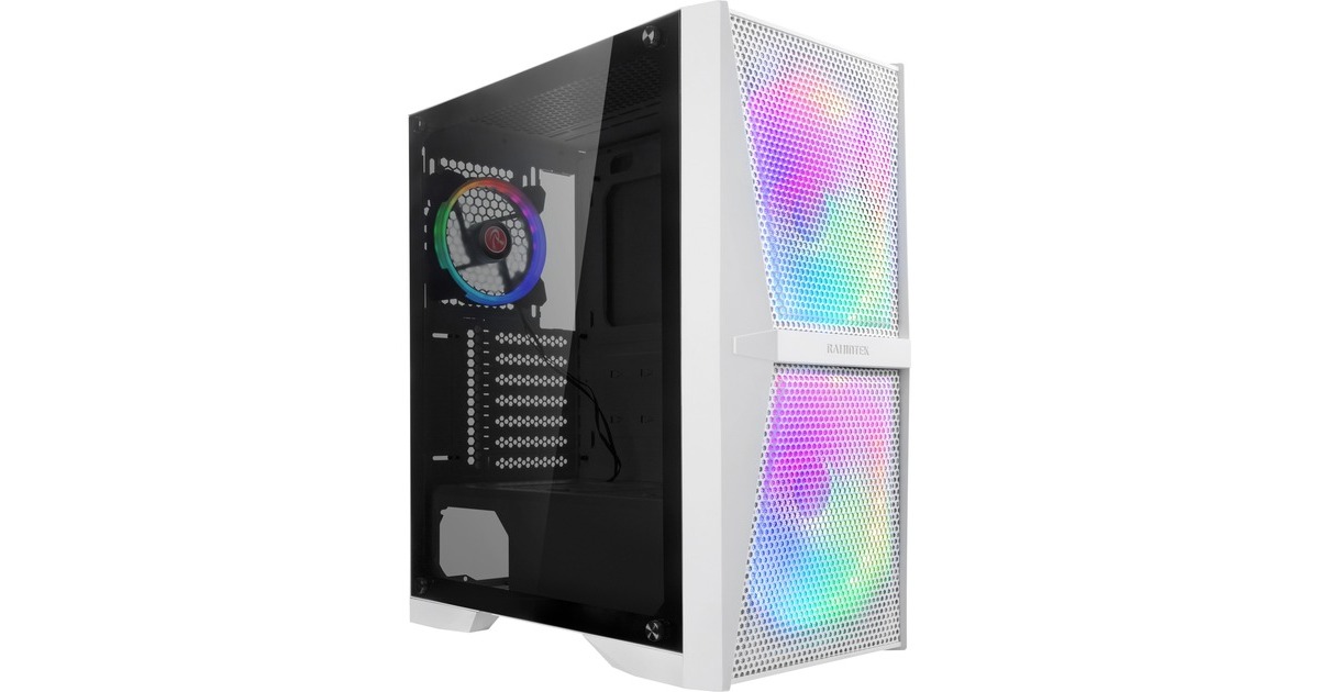 RAIJINTEK SILENOS MS PRO, Tower-Gehäuse(weiß, Version mit ARGB-Lüfter, Tempered Glass)