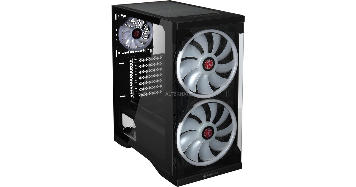 RAIJINTEK SILENOS PRO, Tower-Gehäuse(schwarz, Version mit ARGB-Lüfter, Tempered Glass)