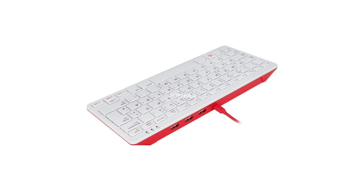 Raspberry Pi Foundation offizielle Raspberry Pi Tastatur(weiß/rot, DE-Layout, inkl. 3-Port-USB-Hub)