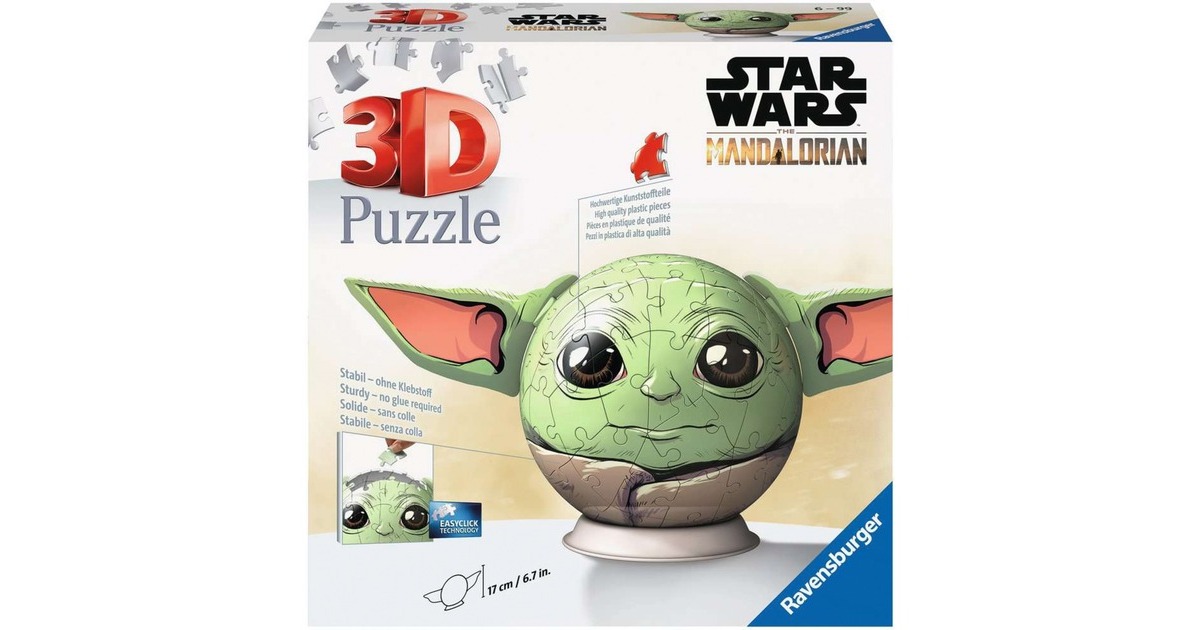Ravensburger 3D Puzzel-Ball Mandalorian Grogu mit Ohren, Puzzle(Teile 72)