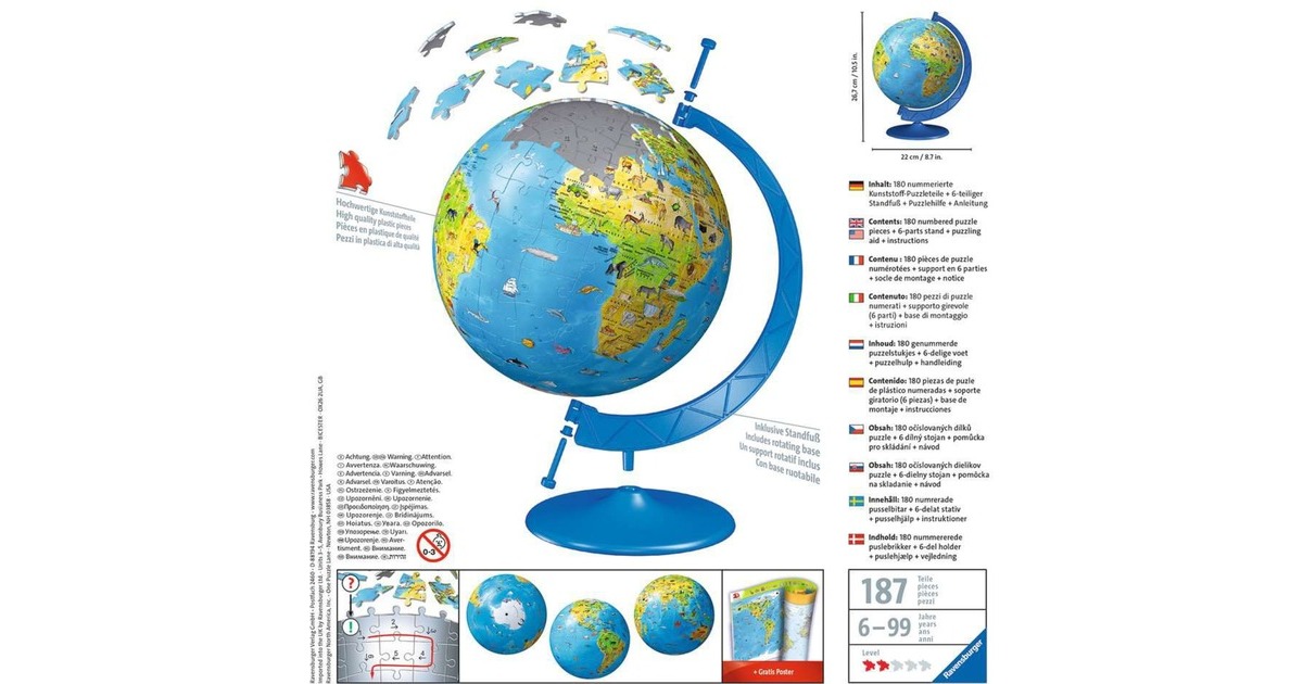 Ravensburger 3D Puzzle-Ball Kinderglobus in deutscher Sprache