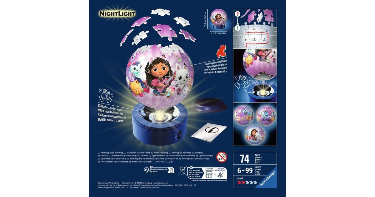 Ravensburger 3D Puzzle-Ball Nachtlicht Gabby's Dollhouse