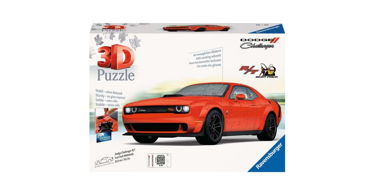 Ravensburger 3D Puzzle Dodge Challenger R/T Scat Pack Widebody(145 Teile)