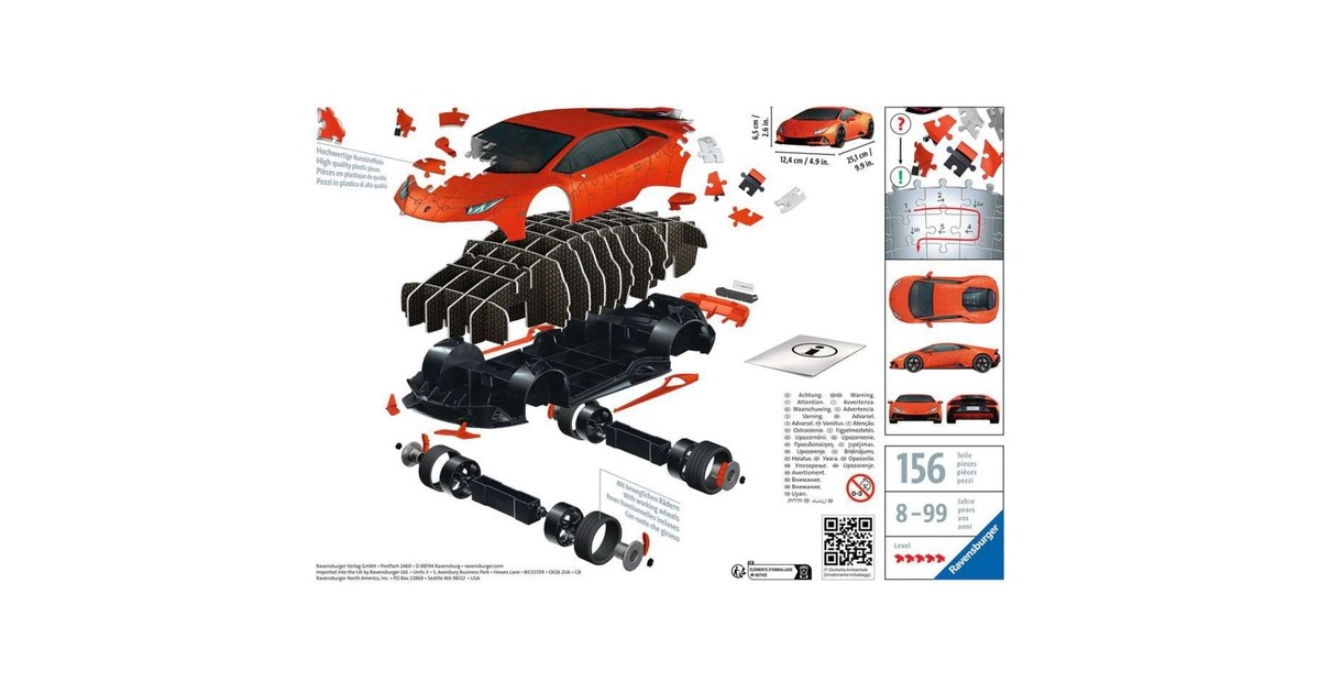 Ravensburger 3D Puzzle Lamborghini Huracán EVO - Arancio(156 Teile)