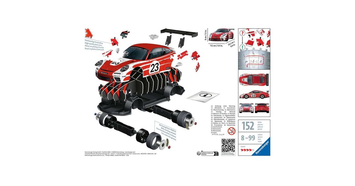 Ravensburger 3D Puzzle Porsche 911 GT3 Cup 