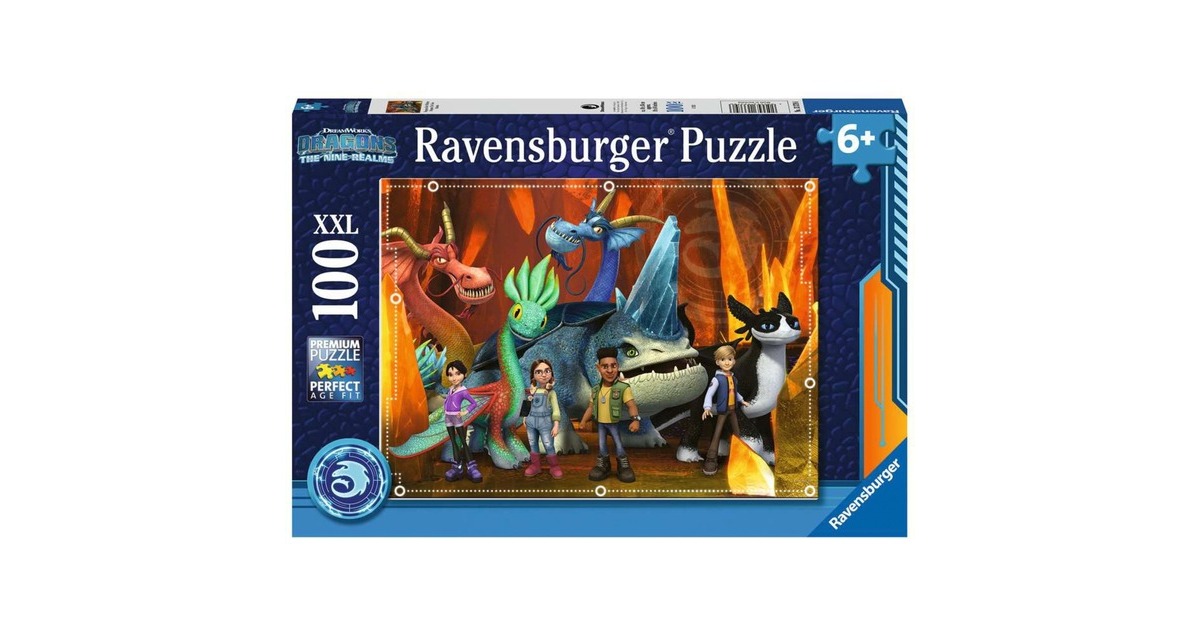 Ravensburger Kinderpuzzle Dragons - Die 9 Welten(100 Teile)