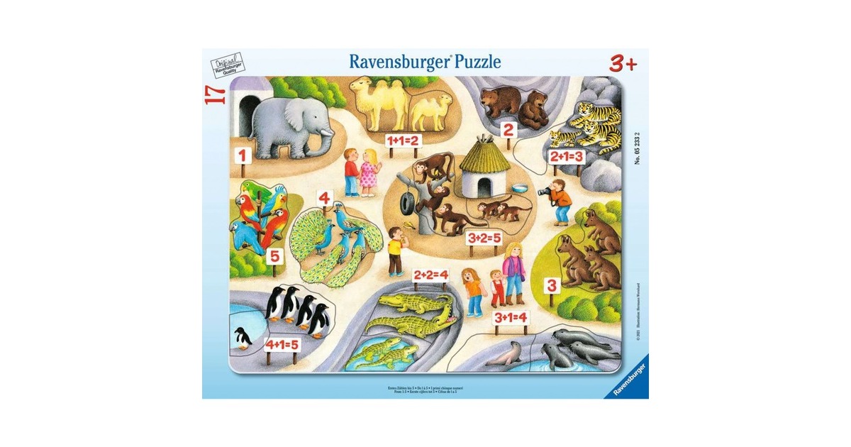 Ravensburger Kinderpuzzle Erstes Zählen bis 5(17 Teile, Rahmenpuzzle)