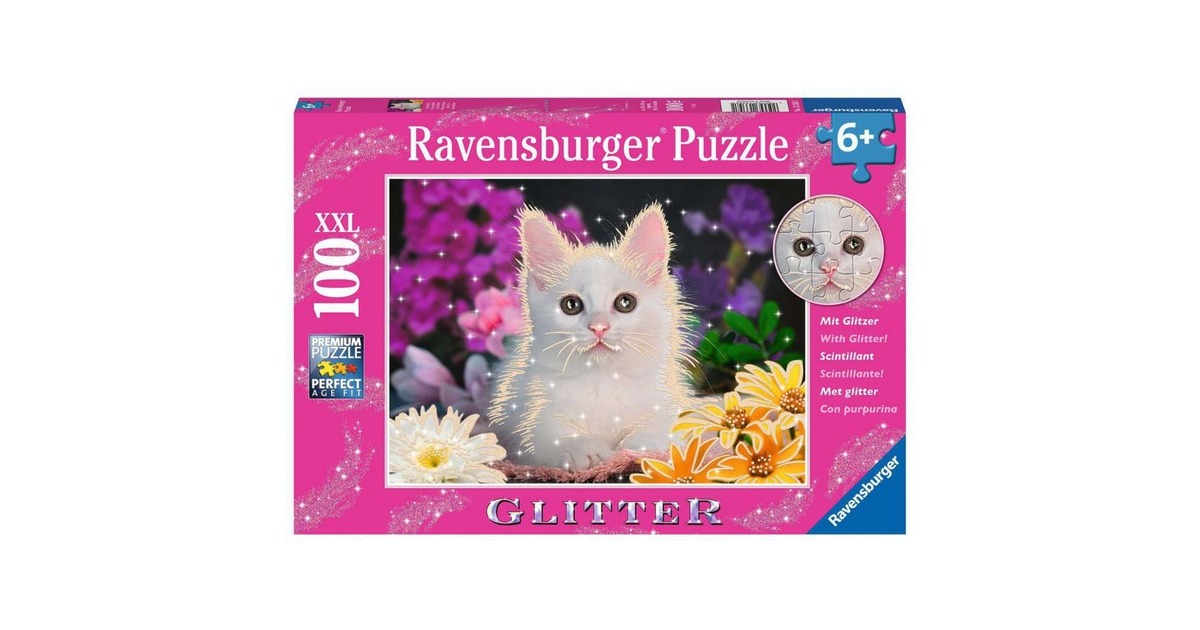 Ravensburger Kinderpuzzle Glitzerkatze(100 Teile, glitzernde Teile)