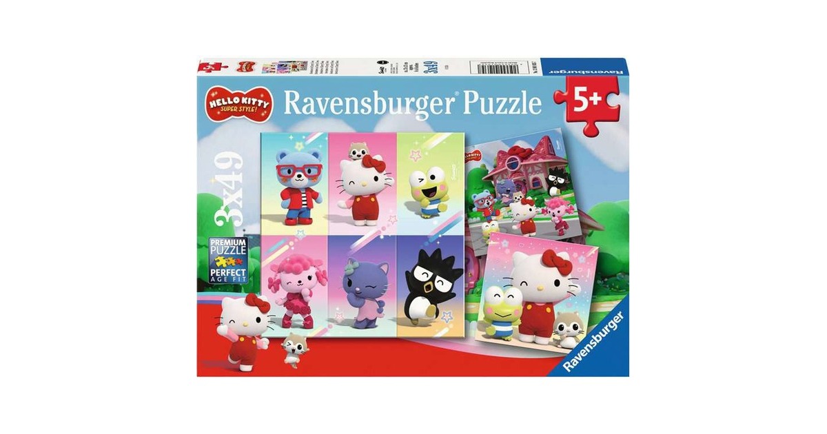 Ravensburger Kinderpuzzle Hello Kitty Abenteuer in Cherry Town(3x 49 Teile)
