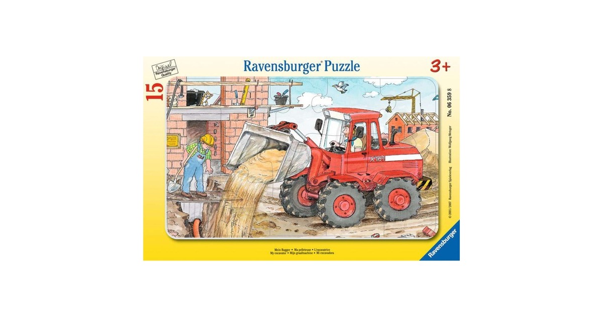 Ravensburger Kinderpuzzle Mein Bagger(15 Teile, Rahmenpuzzle)