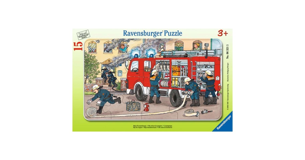 Ravensburger Kinderpuzzle Mein Feuerwehrauto(15 Teile, Rahmenpuzzle)
