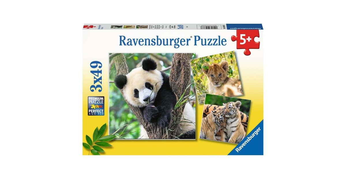Ravensburger Kinderpuzzle Panda, Tiger und Löwe(3x 49 Teile)