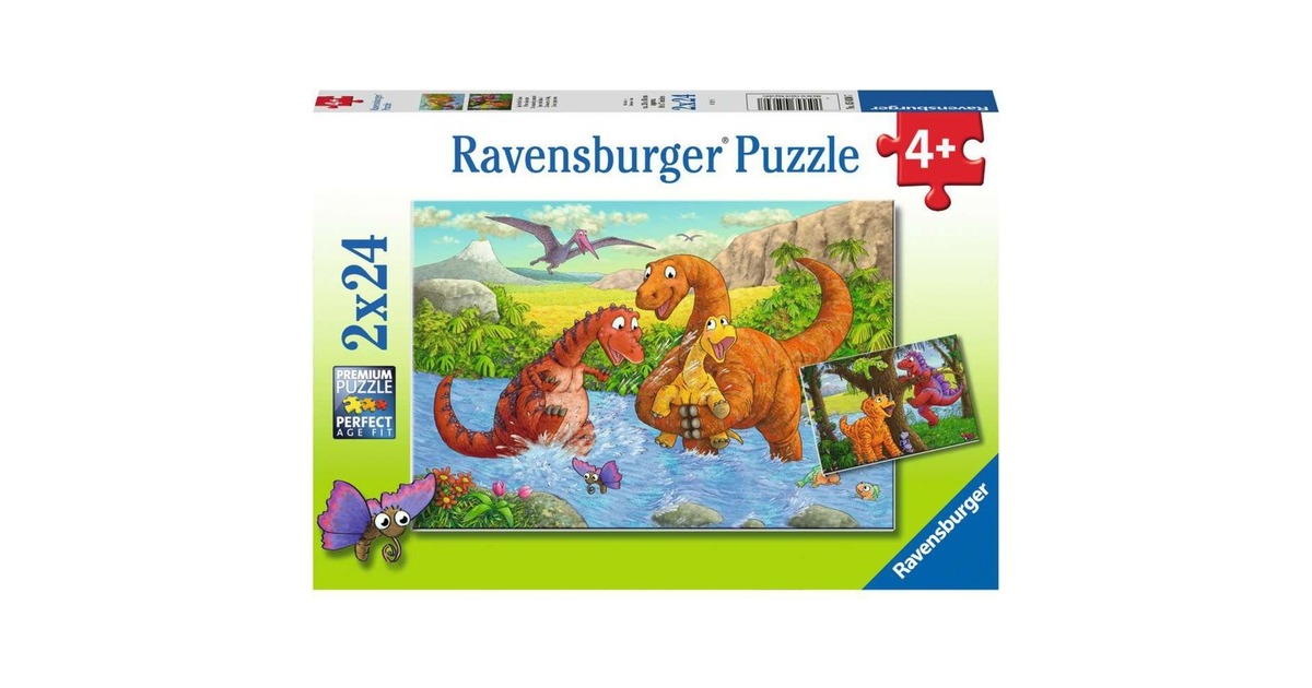 Ravensburger Kinderpuzzle Spielende Dinos(2x 24 Teile)