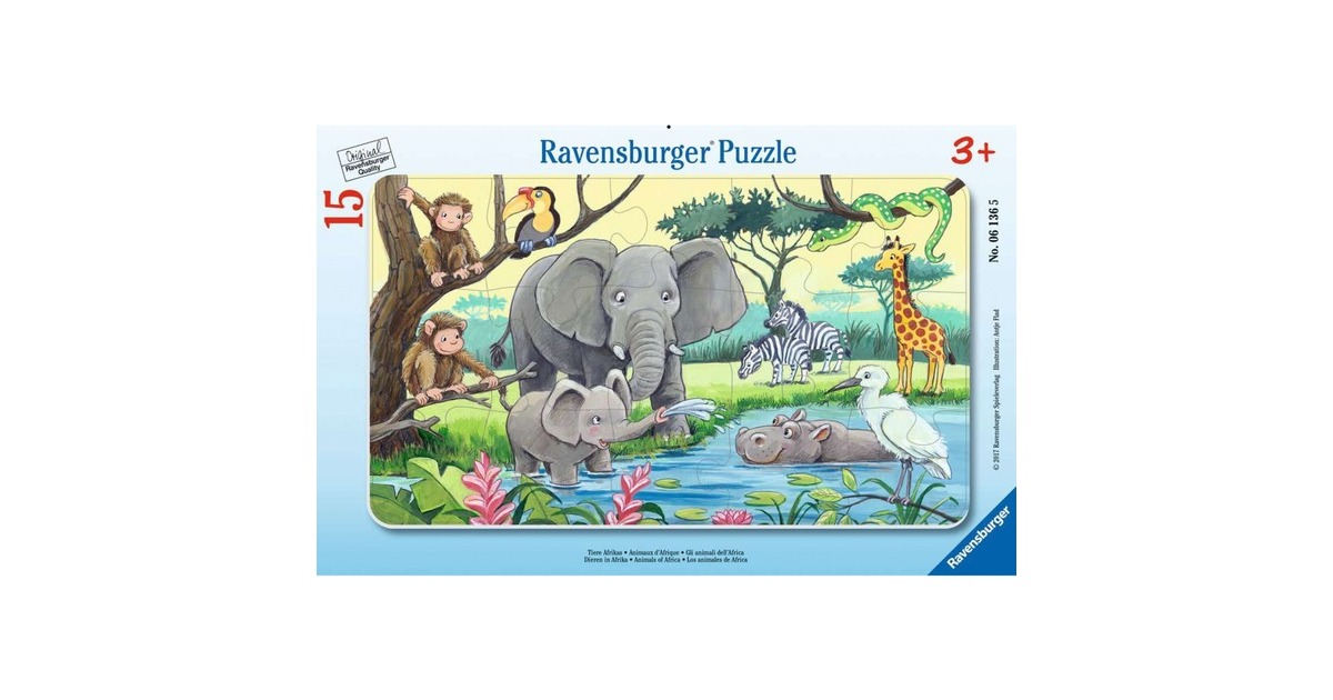 Ravensburger Kinderpuzzle Tiere Afrikas(15 Teile, Rahmenpuzzle)