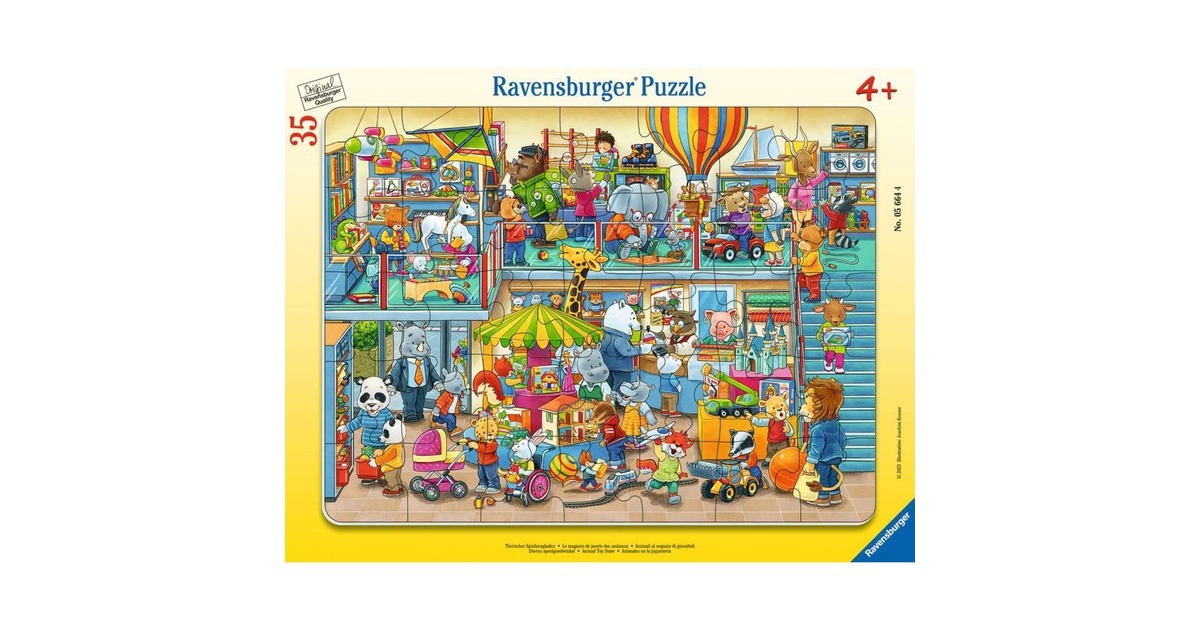 Ravensburger Kinderpuzzle Tierischer Spielzeugladen(35 Teile, Rahmenpuzzle)