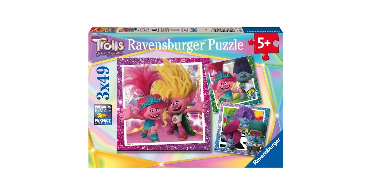 Ravensburger Kinderpuzzle Trolls 3(3x 49 Teile)