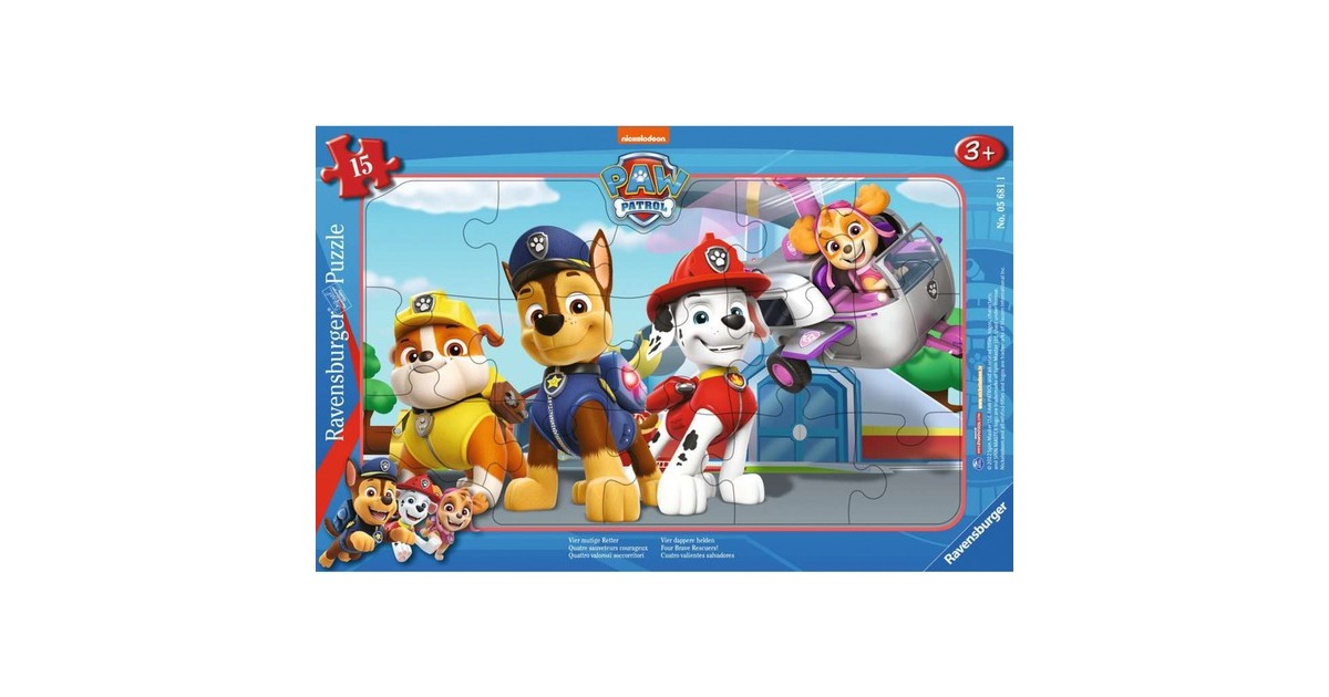 Ravensburger Kinderpuzzle Vier mutige Retter(15 Teile, Rahmenpuzzle)