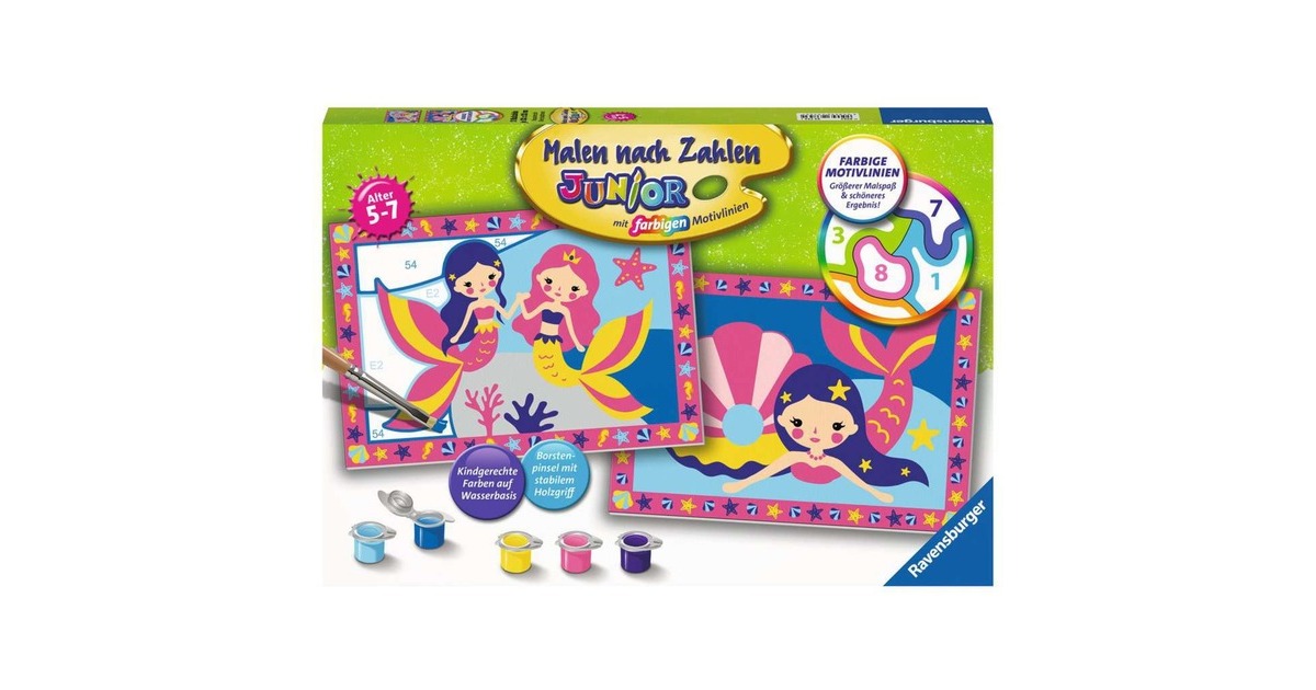 Ravensburger Malen nach Zahlen Junior - Bezaubernde Meerjungfrauen(2 Motive)
