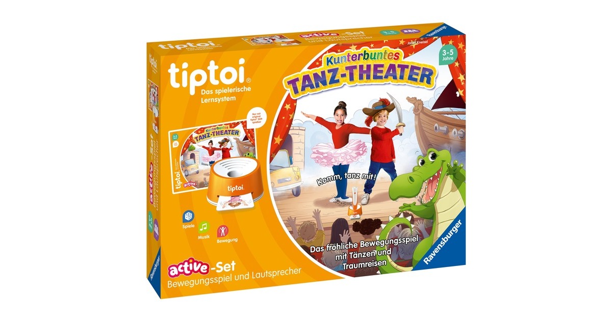 Ravensburger tiptoi ACTIVE Set Kunterbuntes Tanz-Theater, Brettspiel(mit Lautsprecher)