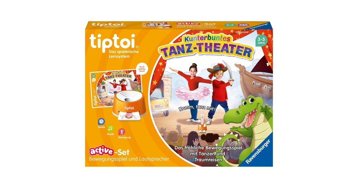 Ravensburger tiptoi ACTIVE Set Kunterbuntes Tanz-Theater, Brettspiel(mit Lautsprecher)