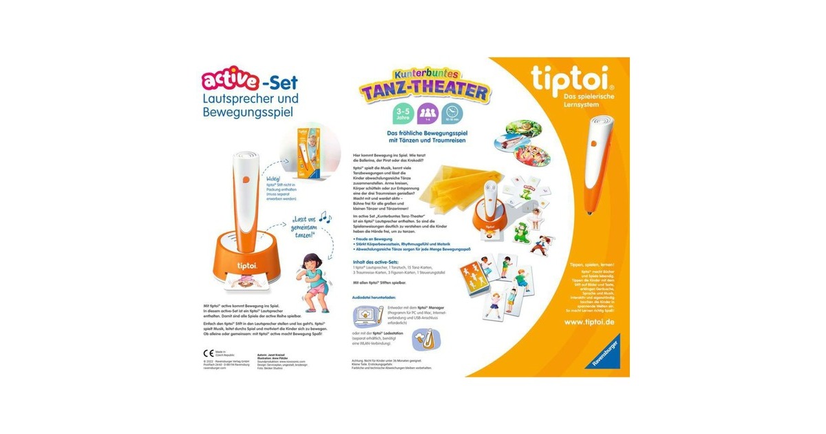 Ravensburger tiptoi ACTIVE Set Kunterbuntes Tanz-Theater, Brettspiel(mit Lautsprecher)