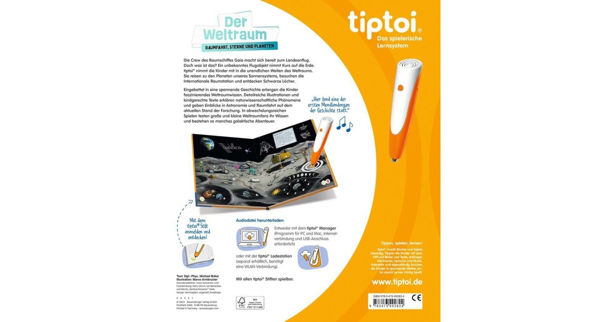 Ravensburger tiptoi Der Weltraum: Raumfahrt, Sterne und Planeten, Lernbuch