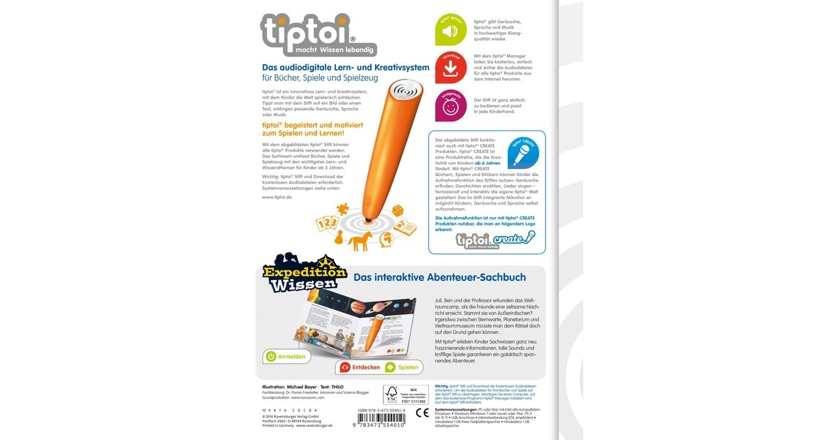 Ravensburger tiptoi Expedition Wissen: Weltraum, Lernbuch