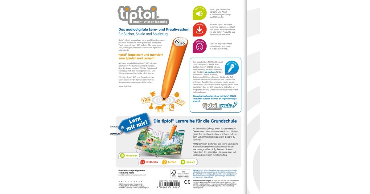 Ravensburger tiptoi Lern mit mir! Das kleine 1 x 1, Lernbuch