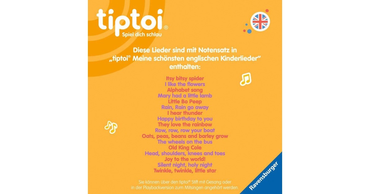 Ravensburger tiptoi Meine schönsten englischen Kinderlieder, Lernbuch