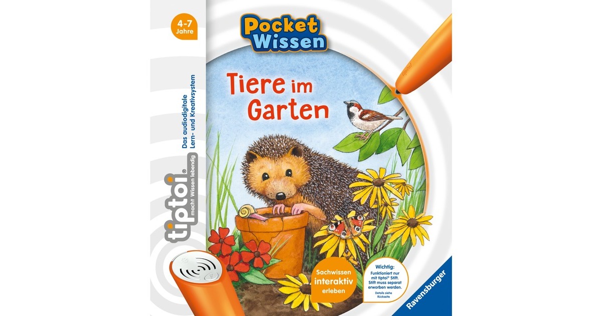 Ravensburger tiptoi Pocket Wissen: Tiere im Garten, Lernbuch
