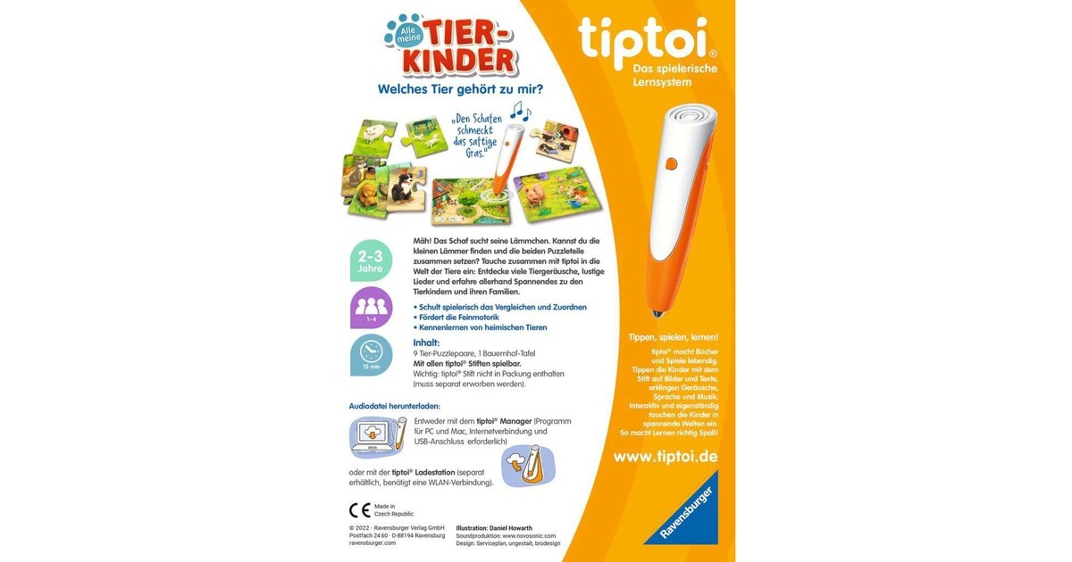 Ravensburger tiptoi Puzzle Alle meine Tierkinder