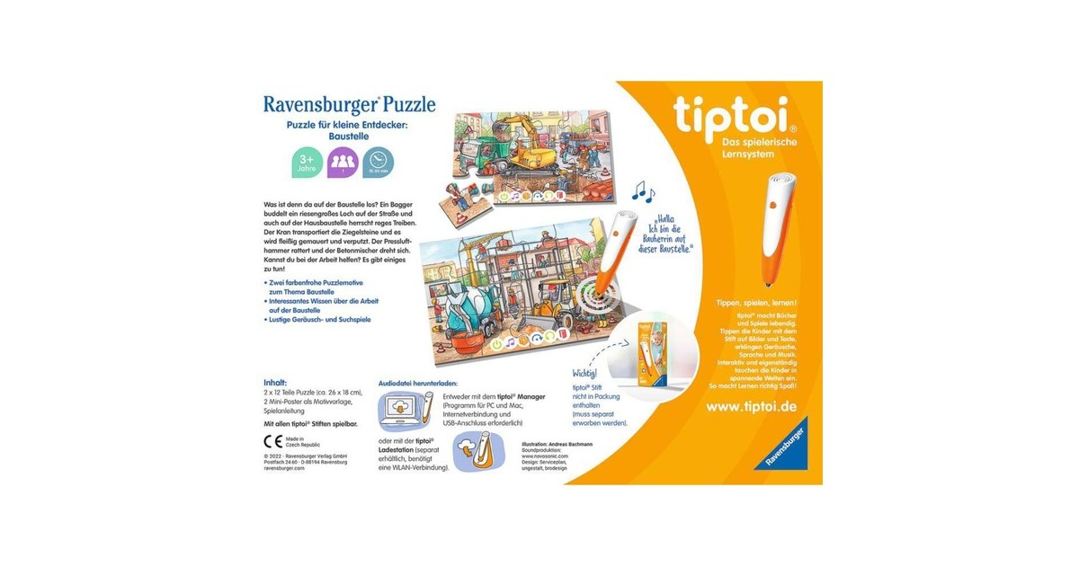 Ravensburger tiptoi Puzzle für kleine Entdecker: Baustelle