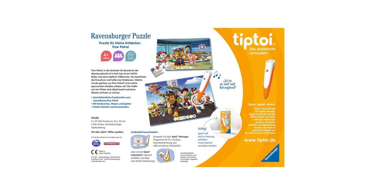 Ravensburger tiptoi Puzzle für kleine Entdecker: Paw Patrol