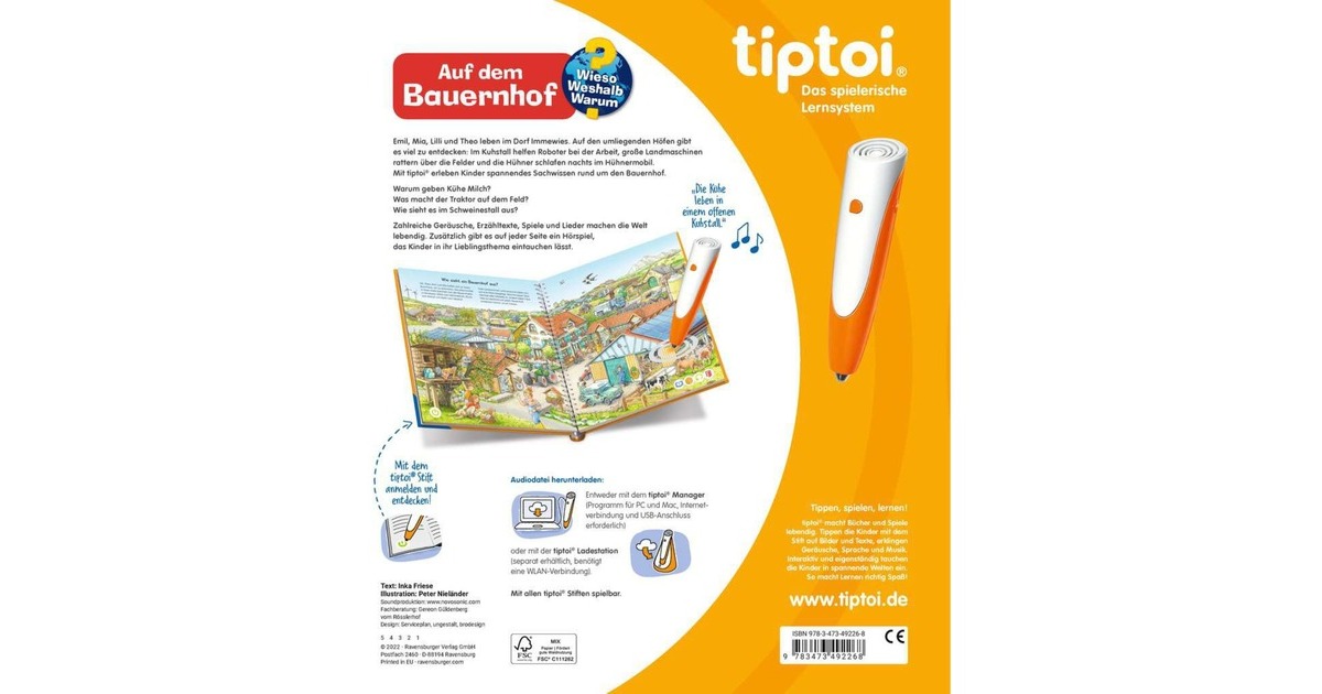 Ravensburger tiptoi Wieso? Weshalb? Warum? Auf dem Bauernhof, Lernbuch