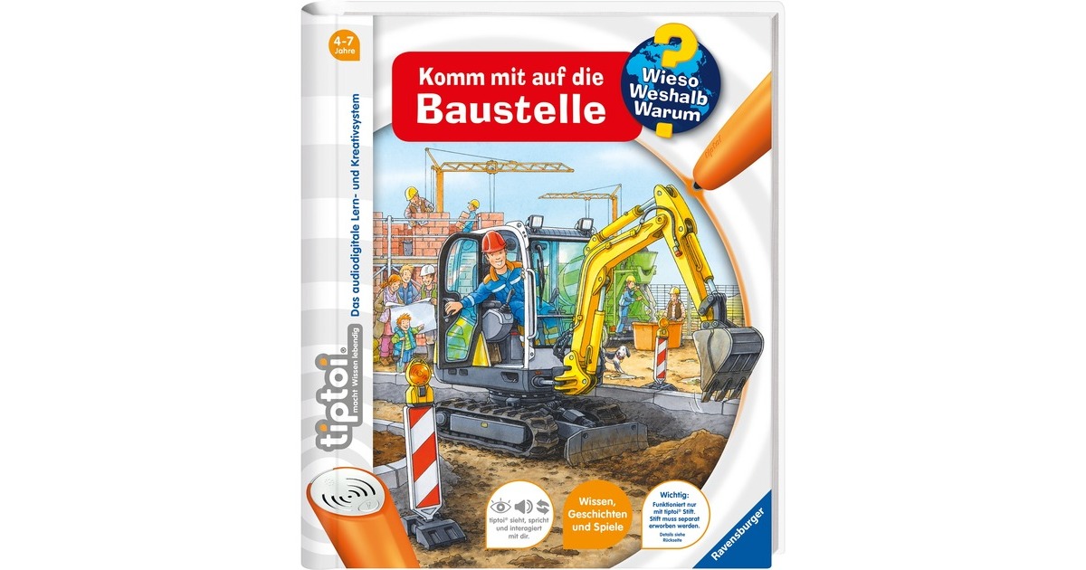 Ravensburger tiptoi Wieso? Weshalb? Warum? Komm mit auf die Baustelle, Lernbuch