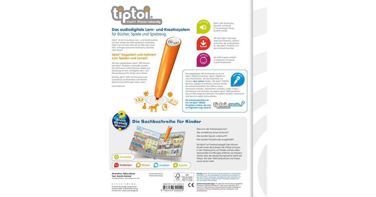 Ravensburger tiptoi Wieso? Weshalb? Warum? Unterwegs mit der Polizei, Lernbuch