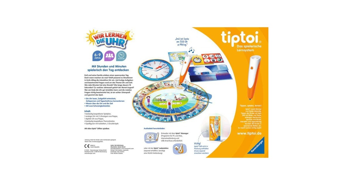 Ravensburger tiptoi Wir lernen die Uhr, Brettspiel