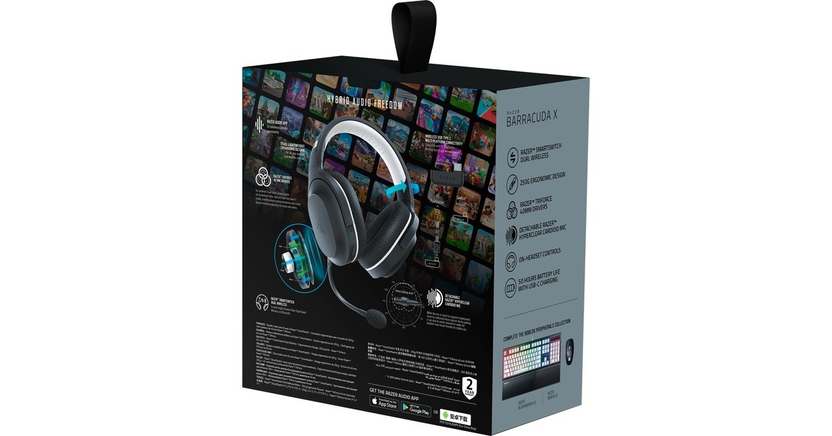Razer Barracuda X Roblox Edition, Gaming-Headset(schwarz, USB-Dongle, Bluetooth)