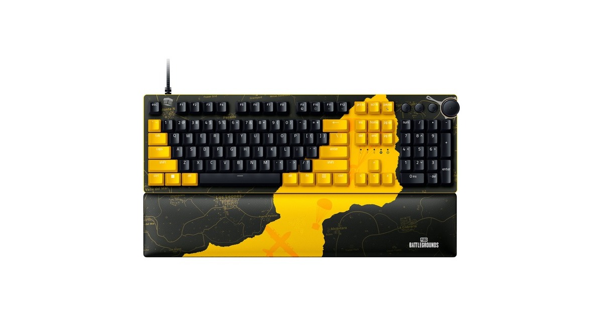Razer Huntsman V2 - PUBG: BATTLEGROUNDS Edition, Gaming-Tastatur(schwarz/gelb, US-Layout, Razer Linear Optical (Red))
