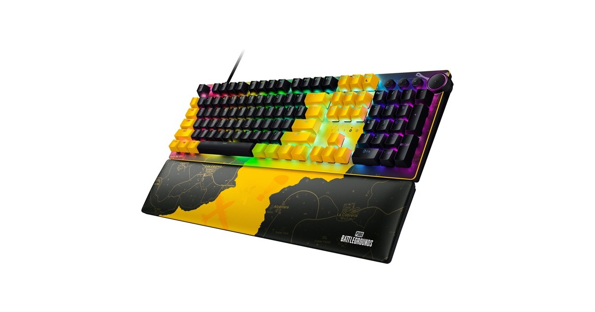 Razer Huntsman V2 - PUBG: BATTLEGROUNDS Edition, Gaming-Tastatur(schwarz/gelb, US-Layout, Razer Linear Optical (Red))