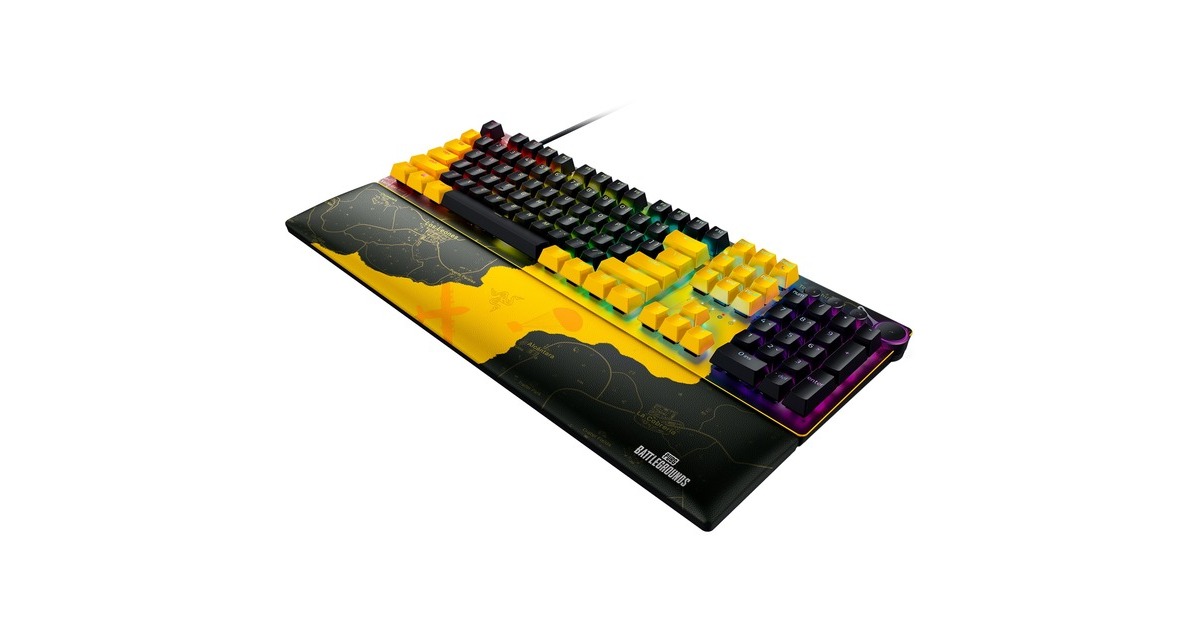 Razer Huntsman V2 - PUBG: BATTLEGROUNDS Edition, Gaming-Tastatur(schwarz/gelb, US-Layout, Razer Linear Optical (Red))
