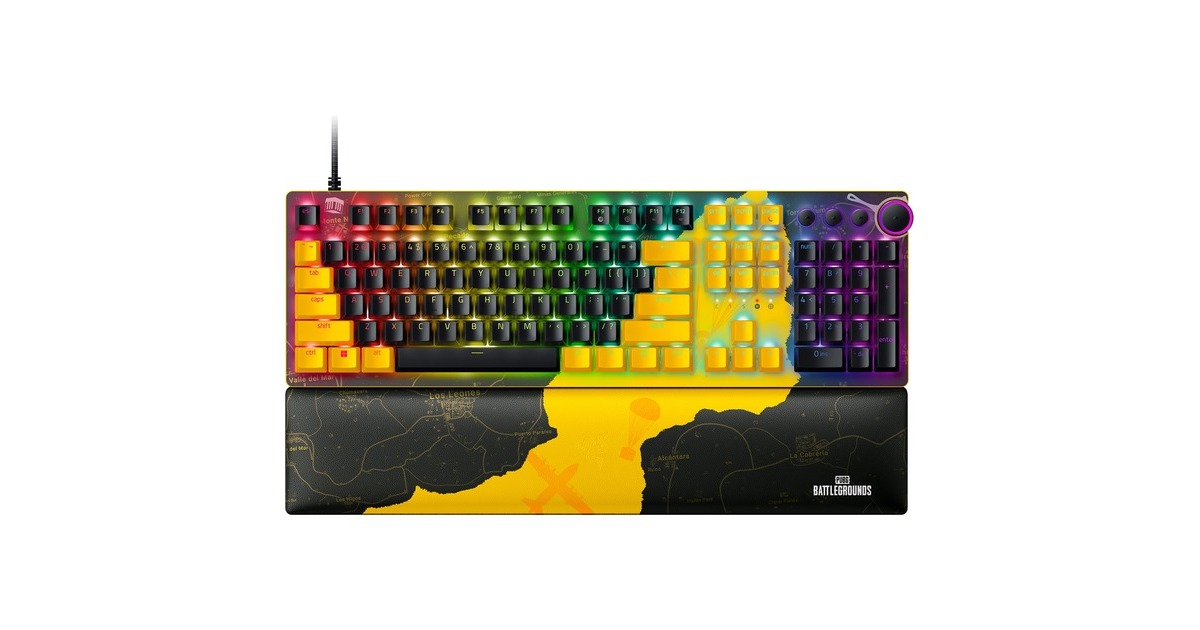 Razer Huntsman V2 - PUBG: BATTLEGROUNDS Edition, Gaming-Tastatur(schwarz/gelb, US-Layout, Razer Linear Optical (Red))