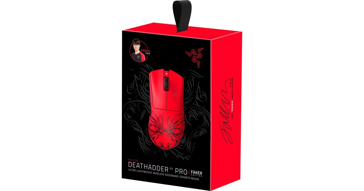 RazerDeathAdder V3 Pro Faker Edition, Gaming-Maus(rot/schwarz)