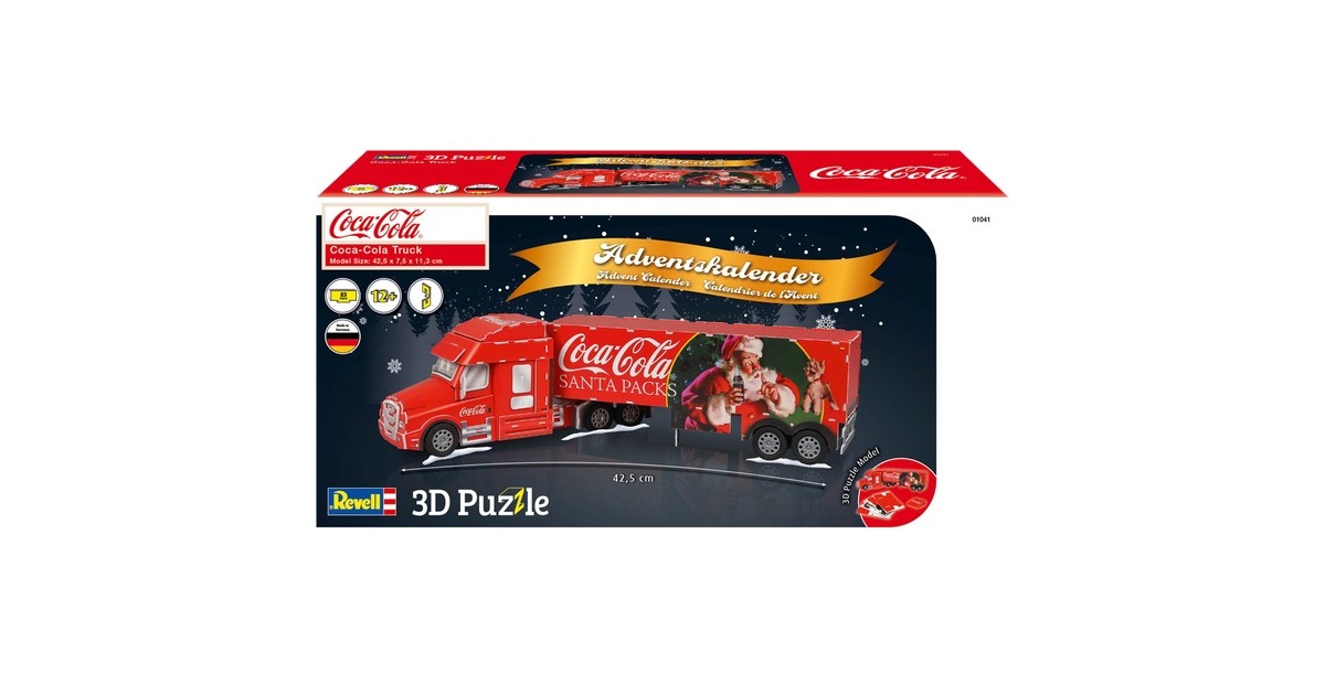 Revell 3D-Puzzle Adventskalender Coca-Cola Truck(rot/mehrfarbig)