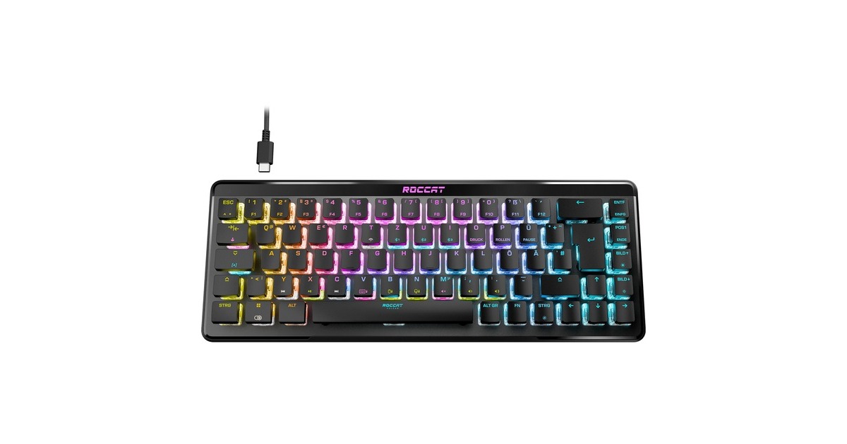 Roccat Vulcan II Mini Air, Gaming-Tastatur(schwarz, DE-Layout, Roccat Titan II Optical Red)