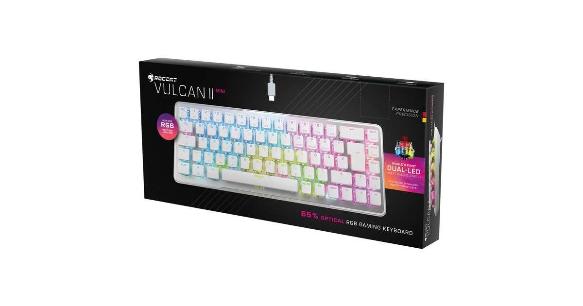 Roccat Vulcan II Mini Air, Gaming-Tastatur(weiß, DE-Layout, Roccat Titan II Optical Red)