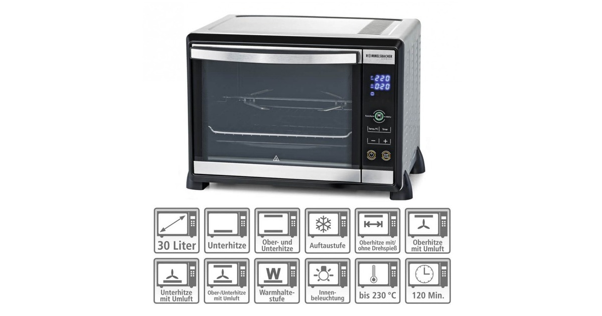 Rommelsbacher Back- und Grillgerät BGE 1580/E, Mini-Backofen(edelstahl)