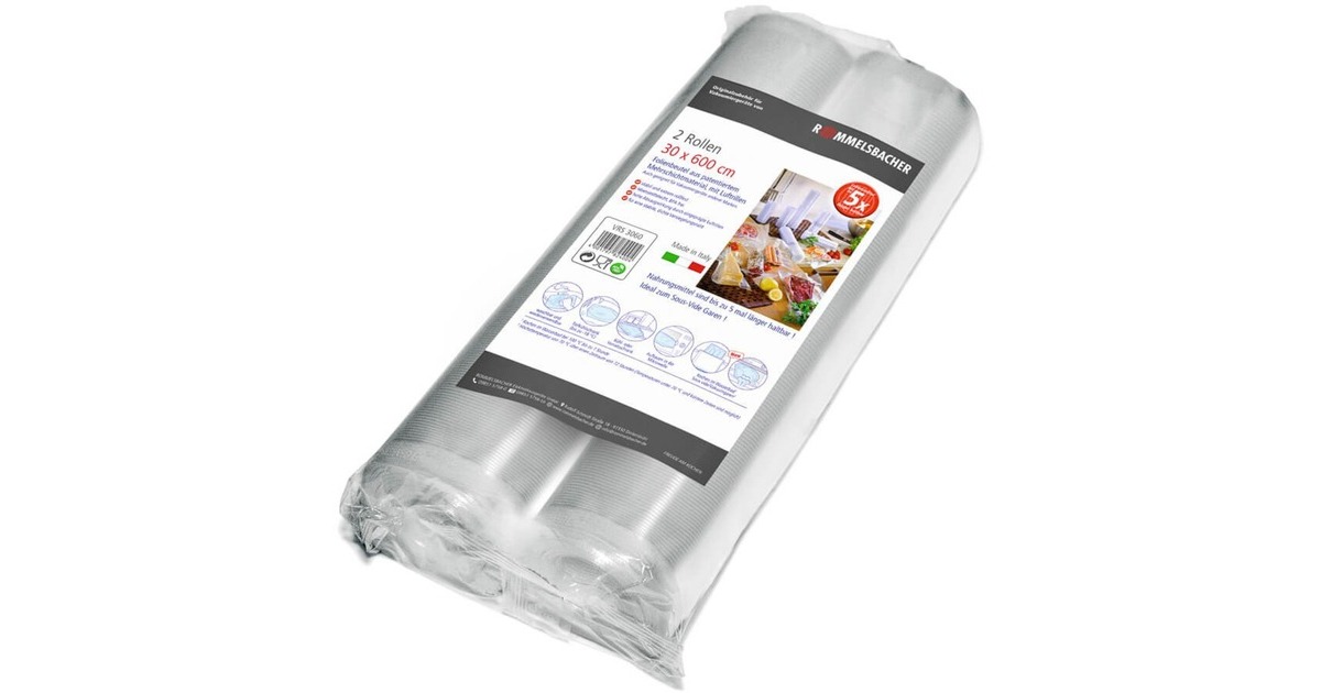 Rommelsbacher Folienrolle VRS 3060, 30cm x 6 Meter, Vakuumier-Folien(transparent, 2 Rollen) Rommelsbacher Folienrolle VRS 3060, 30cm x 6 Meter, Vakuumier-Folien(transparent, 2 Rollen)
