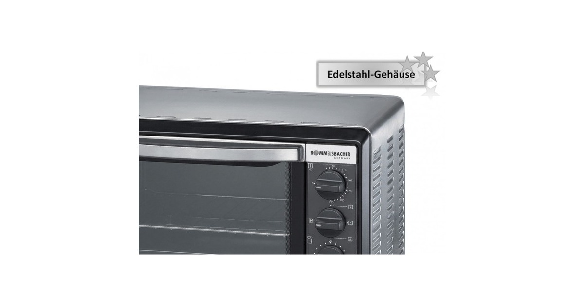 Rommelsbacher Kleinbackofen mit Umluft BG 1055/E, Mini-Backofen(silber/schwarz, Retail)